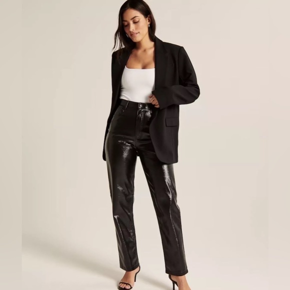 NWT Abercrombie&Fitch Curve Love The 90’s Straight Ultra HR Vegan Leather Size28 - Picture 12 of 14